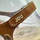 Jbu  Brown Vegan Leather Slingback T Stap Wedge Heel Size 8M Photo 5