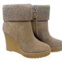 Ralph Lauren NEW LAUREN  Steph Shearling-Cuff Wedge Booties Taupe Size 6.5 Photo 8