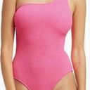 Good American New  Always Fits Hot Shoulder One Piece Swimsuit Barbie Pink Photo 0