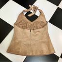 Cache NWT Y2K Vintage  Deadstock Tan Suede Tan Halter Top Cut Outs Cowgirl sz 12 Photo 3