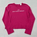 Gap  Shrunken T Jean-Michel Basquiat Spell Out Hot Pink Crop L/S Shirt Womens S Photo 0