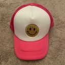 Amazon NWOT Pink Smiley Face Trucker Hat Photo 0