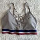 Nike  Women’s Gray Padded Sports Bra Medium Red White Blue Photo 0