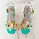 Betsey Johnson  Beckket Turquoise Multi Transparent Flower Sandals Photo 2