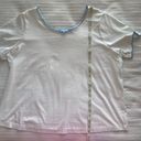 Draper James 2X  White Short-Sleeve T-Shirt with Scalloped Blue Trim Photo 4