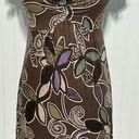 Boden Dress Floral Print Slip On Sheath Style V Neck Mini Length Brown Purple 6 Photo 0