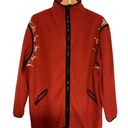 Bob Mackie  QVC WEARABLE ART Red Full Zip Fleece Jacket Vibrant Embroidery size L Photo 0