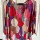 Peck & Peck  Women’s Shirt Multi Colored Top Size M Viscose Blouse Circle Design Photo 0