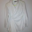 Natori cotton poplin side drape button doown Blouse White Photo 4