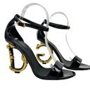 Dolce & Gabbana NEW  Kiera Baroque Lamb Leather Sandals Black Size IT40/US10 Photo 2