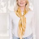 Cleobella  Neck Tie Scarf Womens 33" Square Mustard‎ Yellow White Polka Dot Satin Photo 0