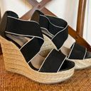 Candie's  black and white strap wedge espadrilles size 6 Photo 1