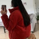 Red Ribbed Bomber Jacket Size M Photo 1