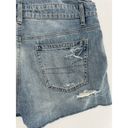 American Eagle  Bib Overall Shorts Sz S Distressed Blue Denim Shortalls 4”’inseam Photo 4