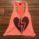 Stranded Sz S Sleeveless Racerback Sweater Tank Top W Heart Lightning Bolt Print Orange Photo 0