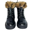 Shoedazzle  Kleio Combat Boots Faux Fur Trim Chunky Lug Sole Black Photo 4