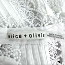 Alice + Olivia  Clark Mandarin Collar Gathered Tiered Dress White Mini Size 0 Photo 9