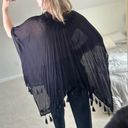 Big Buddha : Black Embroidered Tassel Poncho Photo 2