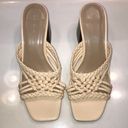 Ann Taylor  Women’s Leather Cream Woven Braided Square Toe Chunky Block Heels Photo 1