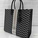 Michael Kors Black Mirella Large Metallic Striped Tote Bag Photo 2