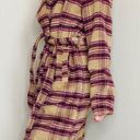 A New Day NWT  Carmel & Burgundy Plaid Long Waist Tie Wool Coat Photo 4