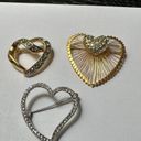 Monet Lot Of 3 Pretty Rhinestone Heart Shaped Brooch Pins 1  Photo 3