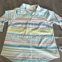 Christopher & Banks  Womens Large Colorful Striped Button Shirt 3/4 Sleeve Photo 6