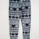 Disney  Womens Mickey Mouse Snowflake Fleece Pajama Set Size X-Small Grey Black Photo 4