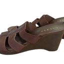 Ralph Lauren Lauren  Sandals Wedge Shoes 9 M Brown  Slip On Peep Toes Platform Photo 2