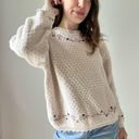 Northern Reflections  Cream Floral Embroidered Knit Sweater Size XL Photo 4