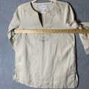 Peck & Peck  Top Womens Small Beige Embroidered Split Neck Tunic 100% Linen Photo 4