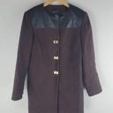 Etcetera  Cotton And Leather Coat Lined Brown Black Size 6 Photo 0