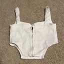 ZARA White sleeveless denim corset top never worn with zipper back  Photo 3