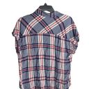 Christopher & Banks Red, White, and Blue Plaid Flannel Button Shirt Wm L Photo 2