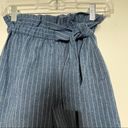 AQUA  Paperbag Pin Striped Tie Waist Shorts Navy Size Small Photo 5