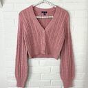 Uk2la  Pink Cable Knit Cropped Cardigan Sweater Size XS Photo 0