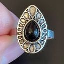 Onyx Vintage black  stone silver plated ring size 6.5 Photo 5