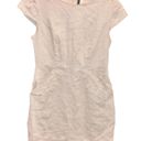 Kensie 100% Linen Burlap Lace Pocket Short Sleeve Dress Tan Beige Medium Photo 0