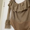 Revolve  Camila Coelho Paloma lace tan nude off shoulder bodysuit size small Photo 3