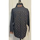 Vera Bradley Vtg 90s  S Petit Point Button Front Black Floral Shirt USA Made Photo 3