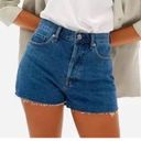 Everlane  The Cheeky Cutoff Fray Raw Hem Button Fly Denim Jean Shorts Blue 2 Photo 0