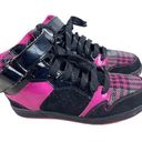 Q Factor Y2K 90s Rave Black Pink Plaid Front High Top Jewel Skater Sneakers 6 Photo 0