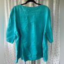 Carole Little  Woman 100% Linen Bead Embellishment V Neck Flounced Hem Blouse 3X Photo 2