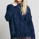 Free People Blue Nightingale boucle knit oversized swing sweater M Photo 0