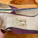 Salvatore Ferragamo Vintage  Purple Suede Sling Back Heels Photo 3