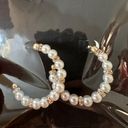 Lulus Pearl Rhinestone Hoop Earrings Photo 4