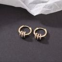 14K Gold Plated Three Rings Small Hoop Earrings for Women Photo 0