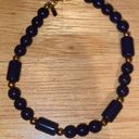 Monet Vintage 8" Signed  Navy Blue Gold tone metal Bead Strand Bracelet Photo 0