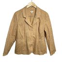 J.Jill  Ginger 100% Cotton Boho Embroidered Lined Blazer Jacket Size 12 p Tan Photo 1