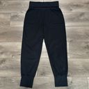 Aerie  The Hugger High Rise Fold Over Waist Black Jogger Pants Size Medium Photo 3